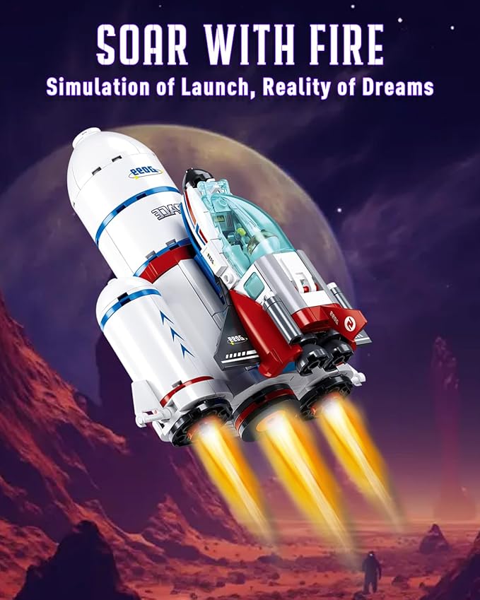 City Space Launch Center Building Set Rocket Launchpad Building Kit with 4 Astronaut Minifigures for STEM Role-Play Gift Toys for Boys 6-12 Compatible with Lego Space 424 PCS