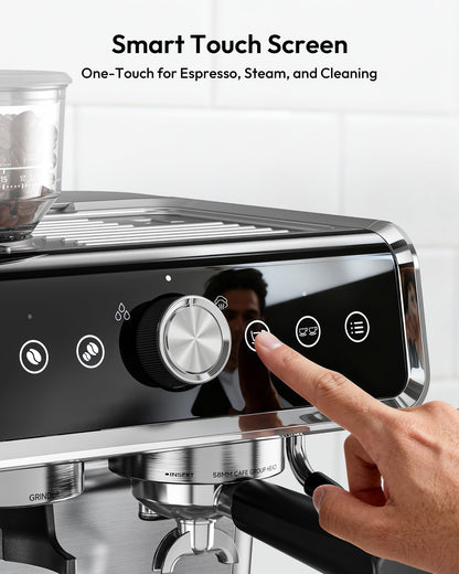 EUHOMY Espresso Machine with Grinder, 20 Bar Professional Espresso Coffee Maker for Home,with Milk Frother for Latte, Cappuccino & Barista-Style