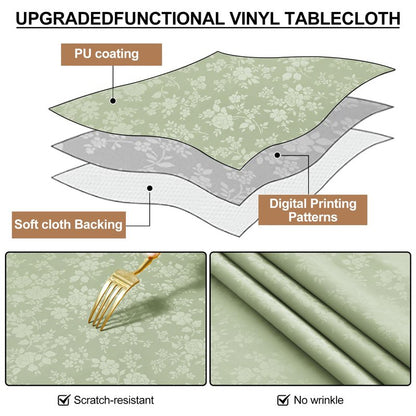 Smiry Rectangle Table Cloth, Waterproof Heavy Duty Vinyl Tablecloths, Wipeable Washable Table Cover for Kitchen and Dining Room (Grass Green, 60" X 120")