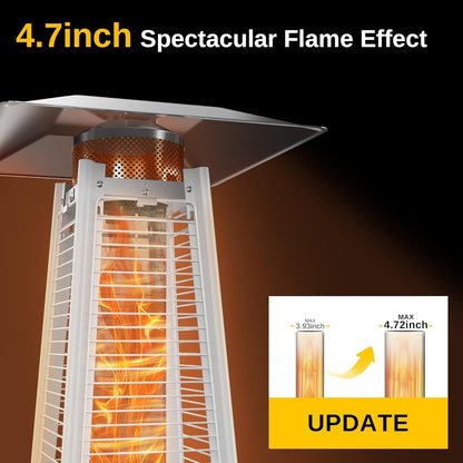 EAST OAK 48,000 BTU Pyramid Patio Heater, Quartz Glass Tube Propane Outdoor Heater with Wheels, Triple Safety Protection, 2025 Upgrade for Home, Backyard & Commercial Spaces, Stainless Steel