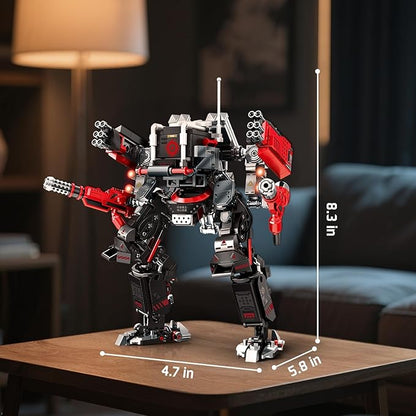 HIGH GODO Crimson Fighter Mech Robot Transforming Building Blocks Set for AdultsCity Warrior Justice Hero Soldier Mech Model Building Kit Cool Creative Robots Toys Gift for Teens 523 Pieces