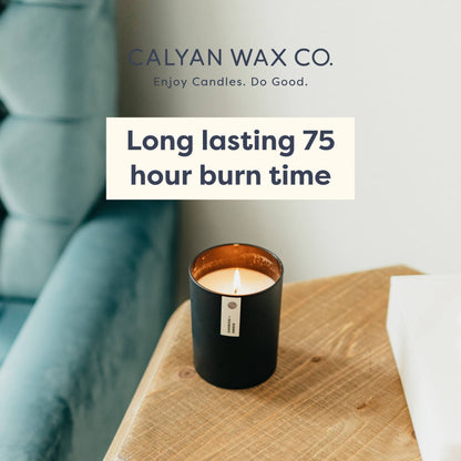 Calyan Wax Co. Lemon & Sage Scented Candle - 75 Hour Burn - Luxury Clean Soy Wax Candles - Long Lasting Black Tumbler Jar Candle for Home - 10.2oz