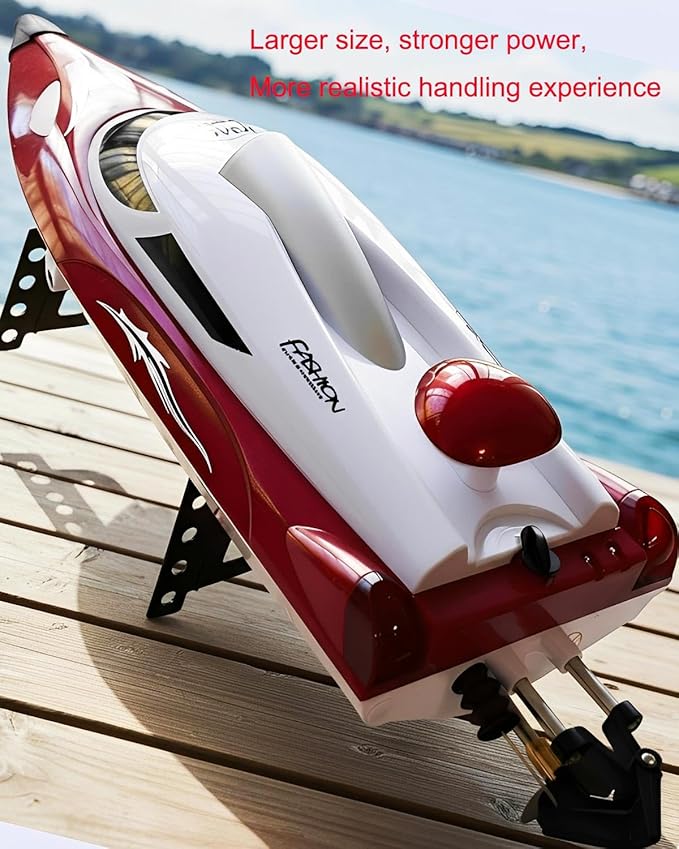 19 Big RC Boat High Speed 35+ KPH Remote Control Boat for Kids and Adults Outdoor Water Toy Race Ship for Pool Lake With 3000mAh Big Capacity BatteryWater Play Toy Gift Racing Ship with LED Light