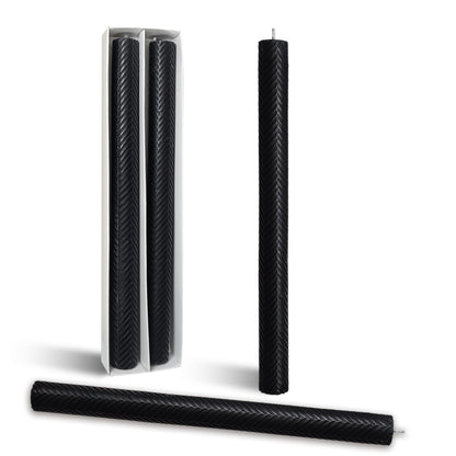 Handmade Texture Taper Candle Black Unscented Twisted Candlesticks 10 Inch Smokeless Long Candle Stick for Gifts Holiday Wedding Dinner Decor 2 PCS