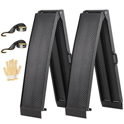 KOLOTOOL 7.5FT Aluminum Truck Ramps, 1500lbs Capacity Folding Loading Ramps, 2 PCS Heavy Duty ATV Ramps for Pickup Trucks, Trailers, Mowers, UTV & Motorcycles, with Load Straps and Carry Handle