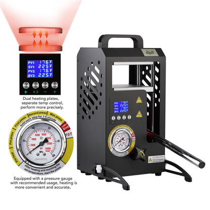 10 Tons Heat Press Machine with 5.5" X 5.5" Dual Heated Plates Manual Press with LCD Digital Display Screen & Precise Pressure Gauge 110V/220V