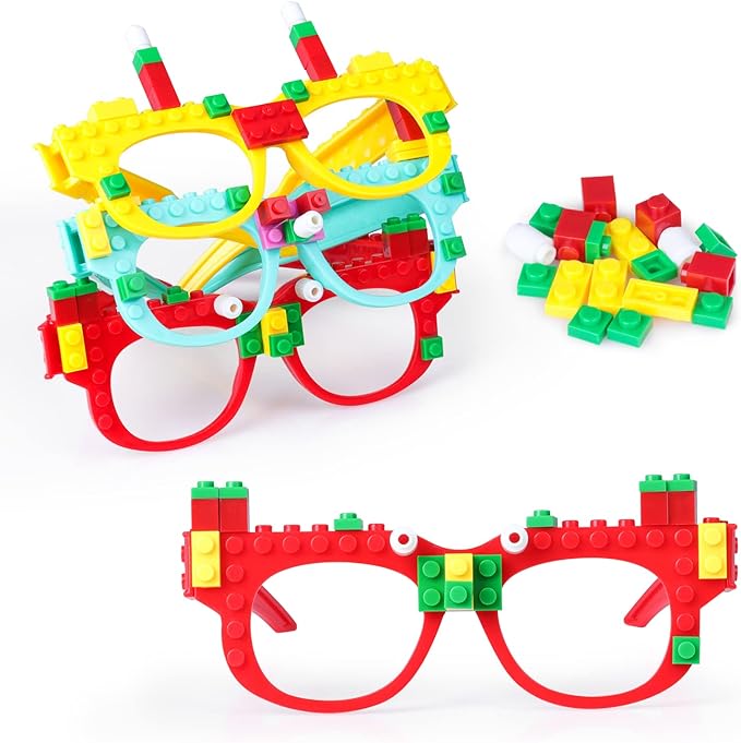 20 PCS Building Blocks Party Gift DIY Building Bricks Glasses for Kids Birthday Carnival Party Games Toys Decorations Supplies