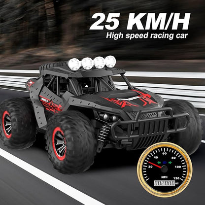 1:16 Scale Remote Control Car 2.4GHz High Speed 25 km/h Off-Road RC Car with Two Rechargeable Batteries &amp 70+ Min Playtime Remote Control Monster Truck for Kids Boys Girls and Adults