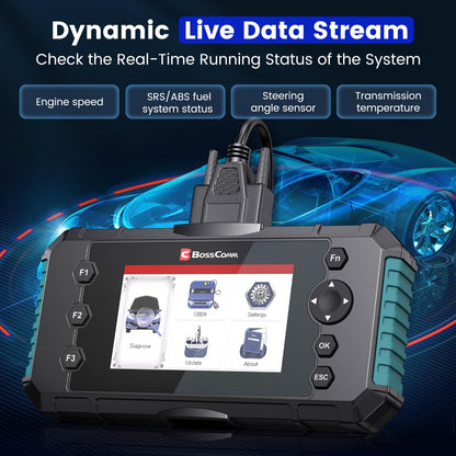 2026 BOSSCOMM IFIX435 All Systems OBD2 Scanner Diagnostic Tool,ABS SRS(Airbag) Transmission Engine Code Reader Diagnostic Scanner for Cars with Auto VIN, Easy to Use, Lifetime Free Update，EN/ES Ver