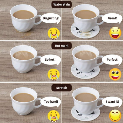 Thipoten Funny Coasters, 6 Pcs Leather Coasters with Holder, Perfect Housewarming Hostess Gifts, Protect Furniture from Water Marks Scratch and Damage(6Pcs, White Marble)