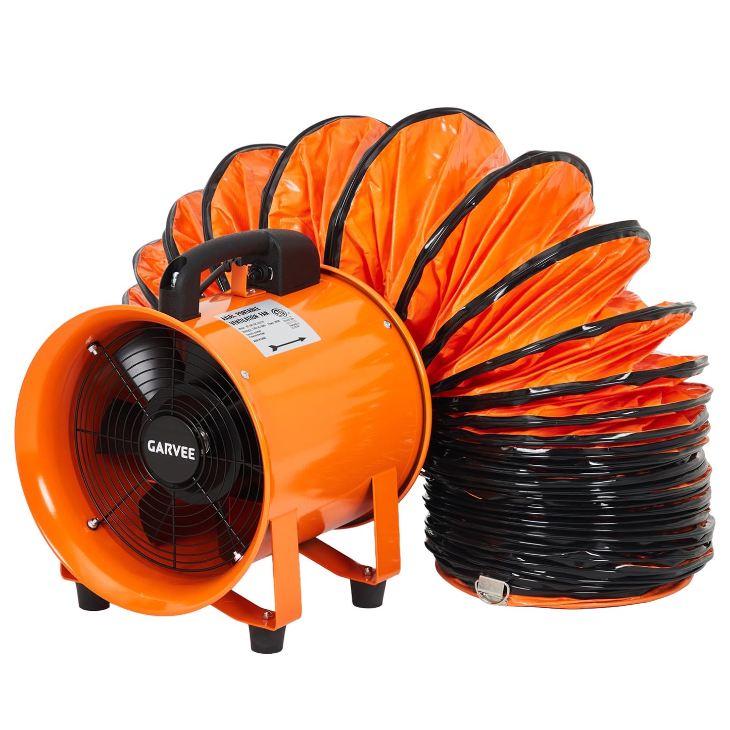 8 Inch Utility Blower Exhaust Fan, Portable Industrial Exhaust Fan with 32.8 ft Flexible Duct Hose, 1100 CFM Low-Noise Air Mover Blower Fan/Extractor/Ventilator for Basements, Workshops, Warehouses