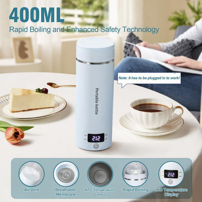 Travel Electric Kettle Portable Mini Kettle,Small Hot Water Boiler with 4 Temperature Settings,304 Stainless Steel, Fast Boiling Water with Auto Shut-Off and Boil Dry Protection,400ML