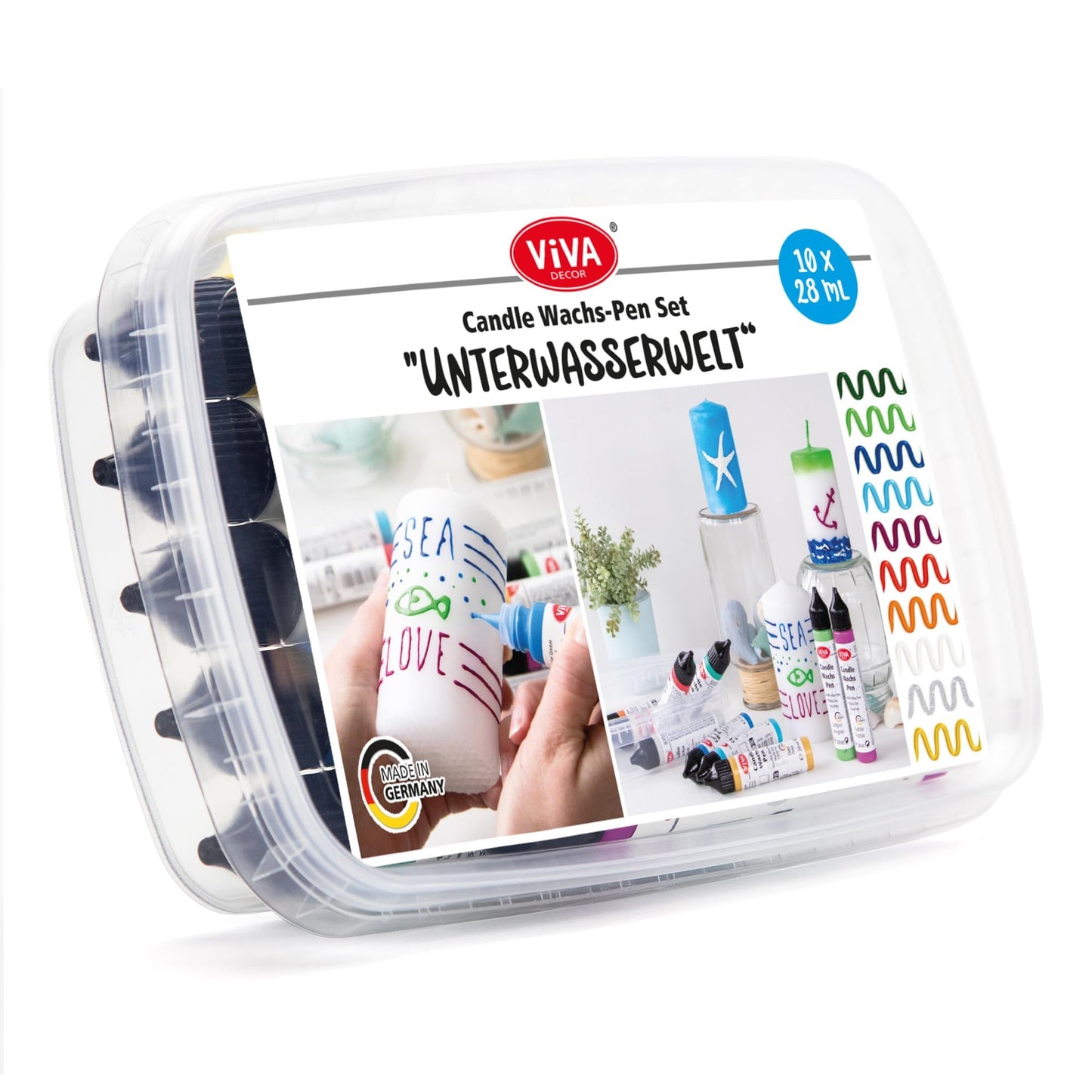 Viva Decor 10-Piece Wax Pen Set Underwater World - Brilliant Candle Painting for Creative Decorations and DIY Projects