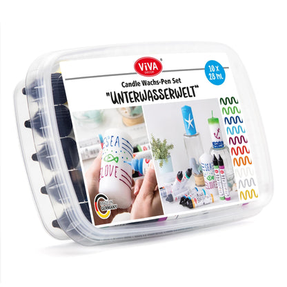 Viva Decor 10-Piece Wax Pen Set Underwater World - Brilliant Candle Painting for Creative Decorations and DIY Projects