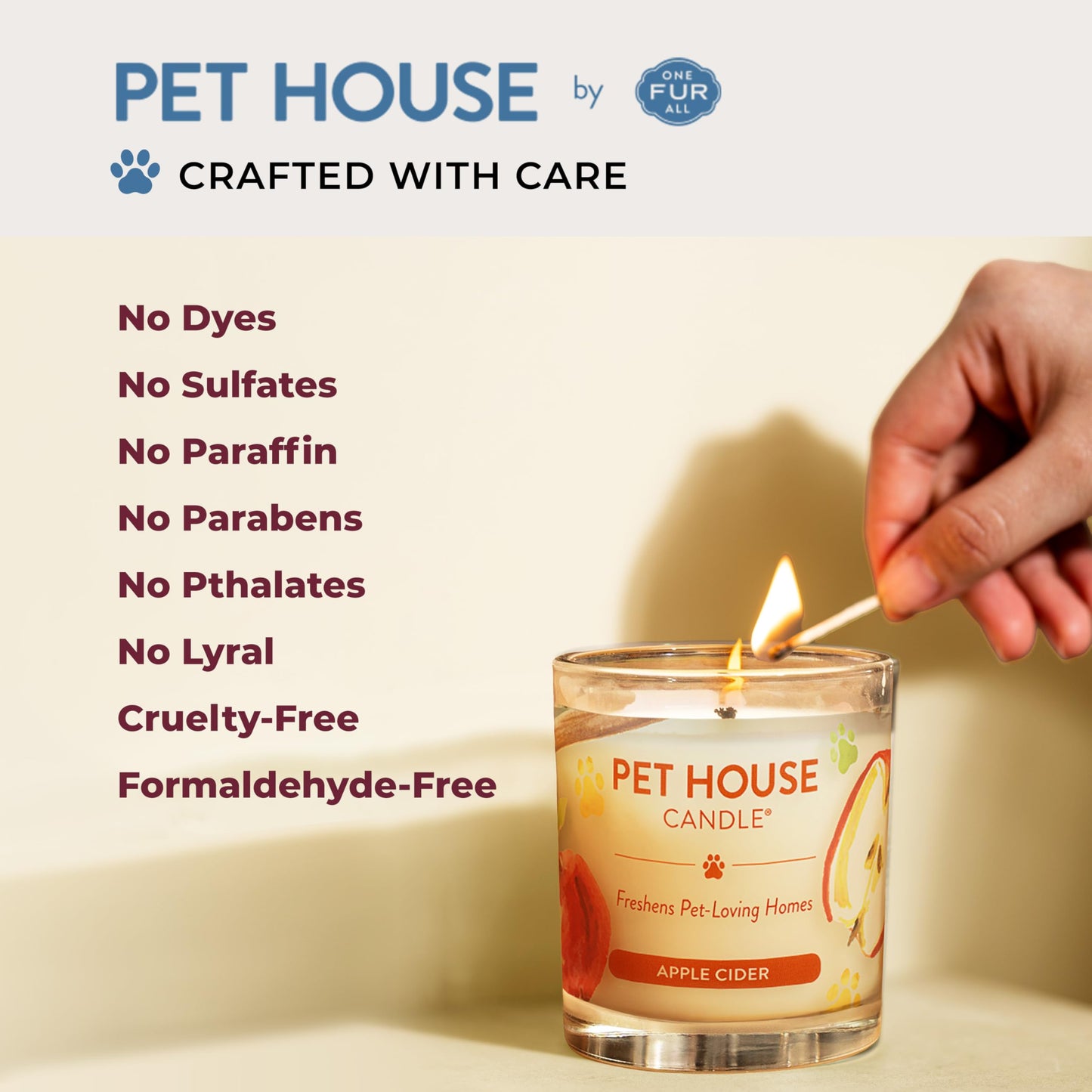 One Fur All Pet Friendly Candle 2 Pack - Plant-Based, Soy Candles, Clean Burning, Long Lasting Pet Air Freshener for Home, 2 Pack, Falling Leaves and Autumn Harvest