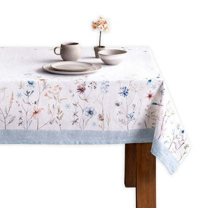 Maison d' Hermine Table Cloth Rectangle Table 100% Cotton 60 x 120 Inches Fall Tablecloth Reusable Everyday Use for Thanksgiving Christmas Decorations Dining Farmhouse Party (Ice Florals)