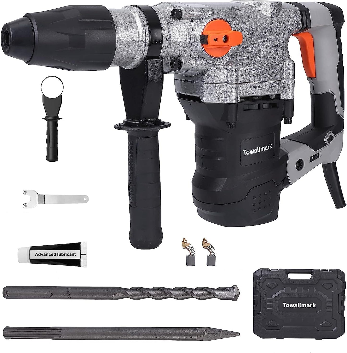 1600W Rotary Hammer Drill - 1-9/16", 13-Amp, 3600BPM, 9J - 3 Functions Demolition for Concrete, Stones, Brick walls - Includes Drill Bits, Point, Carrying Case