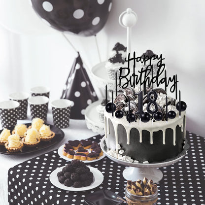 Yerliker 34 Pcs Happy Birthday Cake Toppers Decorations Birthday Candles DIY Cake Decor for Men Women Wedding Anniversary(Black)