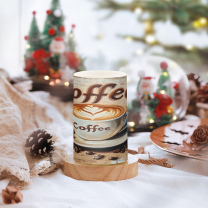 ALAZA Flickering Flameless Candles A Coffee Cup Battery Operated Candles with Remote Timer LED Pillar Votive Candles Set of 2 for Holiday Decor