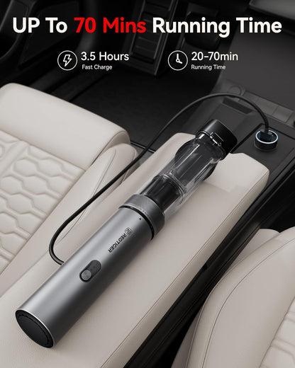 REDTIGER Cordless Car Vacuum - 21000PA Portable Handheld Cleaner with 70 Min Runtime | Lightweight 4-in-1 Design