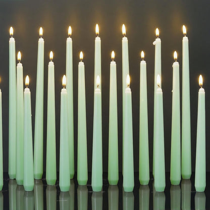 MTLEE Taper Candles 8/10/12 Multi Height Unscented Taper Candles 8 Burn Hours for Dinner Decorative Home Decoration Fall Thanksgiving Wedding Party Candlesticks(Bean Green,36)