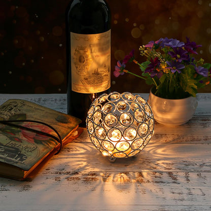 OwnMy 10cm Crystal Bowl Votive Candleholder Sparkly Tea Light Candle Holders Candle Lanterns Decorative Candelabra Vase for Christmas New Year Wedding Table Centerpieces (Silver Tone)