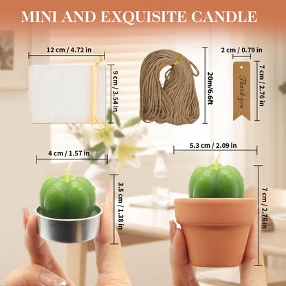 AZEAM 24 Pcs Succulent Candles Party Favors, Bulk Cactus Table Decor with Mini Terracotta Holders, Tiny Handmade Plant Tealights Candle Decoration for Shower Bridal Game Wedding Home Birthday