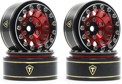 TREAL 1.0 Beadlock Wheels 12 Spokes Classic Rims (4P) for SCX24 AX24 FCX24 TRX4M 1/24 1/18 Crawler Car-Type I(Red)