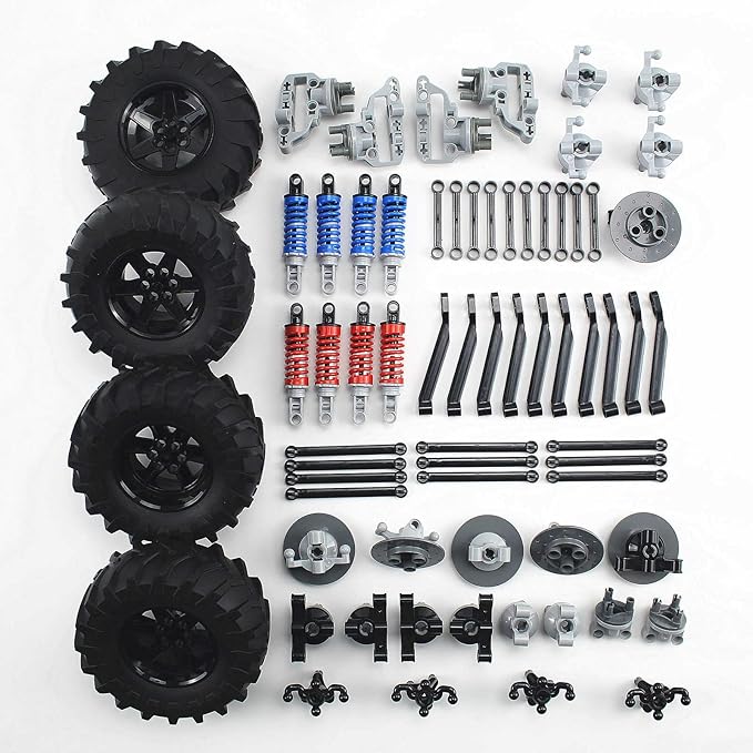 Technical Parts Vehicles Suspension Accessories with Tire 107x44 Technical Parts Set Compatible with All Major Brands MOC Parts Building Toy DIY Replacement Spare Kit (68pcs)