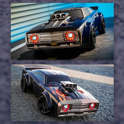 GoolRC RC Drift Car 1:16 Scale Remote Control 4WD 35KM/H High Speed Racing 2.4GHz Drifting for Adults with Cool LED Lights Extra Drift Tires and 2 Batteries (Blue)
