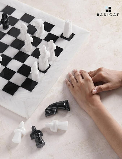 Radicaln Marble Chess Set 15 Inches with Storage Box White and Black Luxury Board Games for Adults Ideal Marble Antique Chess Board Game Set &amp Chess Pieces for Home Decor