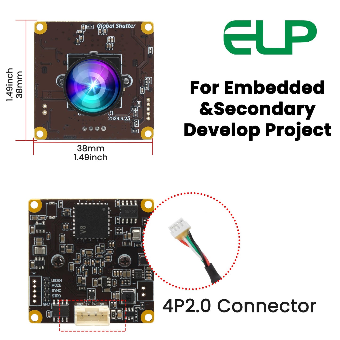 ELP 5MP Global Shutter 50fps USB Fisheye Camera Module for Computer Mini Lightburn Camera for Laser Engraver High Speed 60fps PC Cam Wide Angle Webcamera for Live Streaming (170° fisheye Lens)