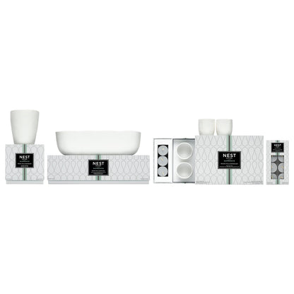NEST New York White Tea & Rosemary Alfresco 12-Ct Scented Tealight Candle and 4-Ct Tealight Candle Holder Set