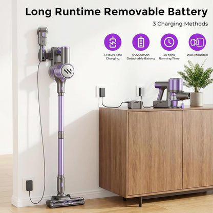MBTTODF Vacuum Cleaner for Home,Stick Vacuum with Self-Standing and Touch Screen,Hardwood Floor Vacuum for Pet Hair,Tile