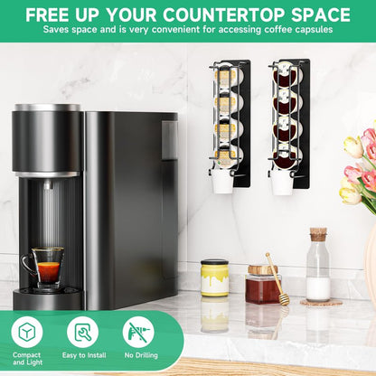 XILIMEN Coffee Pod Holders for Small Countertops, Side Mount Coffee Pod Capsule Organizer & Storage