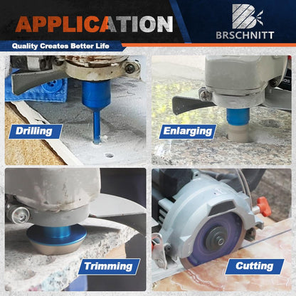Diamond Core Drill Bit Set - BRSCHNITTTile Hole Saw Kit 1/4" 5/16" 3/8" 4/5" 1-3/8"2" 3" 4 1/2"& 4/5" Finger Bit&2" Chamfer Bit for Porcelain Tile Ceramic Marble Granite&Diamond Blade