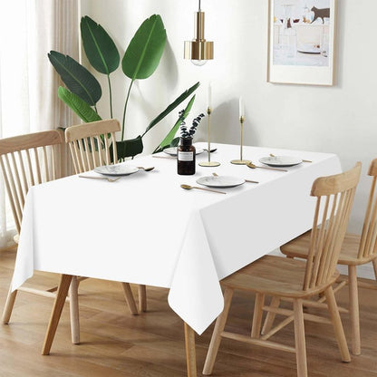 QIKSION White Plastic Table Cloth Disposable 2 Pack, 54 x 108 Inch Tablecloths for Party, Picnic, Birthday, Rectangle Table Cover