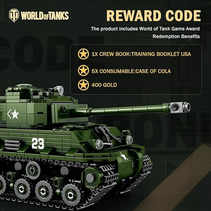 Reobrix M4A3E8 Sherman Tank Building SetWW2 Military American Armed Tanks Building Block Set for Military FansWorld of Tanks Authorized Products 77030Ideal Gift for Adults Boys Age 14+836 PCS