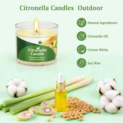 Citronella Candles Outdoor, 12 Pack Citronella Candles, 180 Hours Long Lasting Burn Time, Natural Soy Wax, Indoor & Outdoor Candle for Patio, Camping, Garden, Yard, Balcony, Summer Party, Home