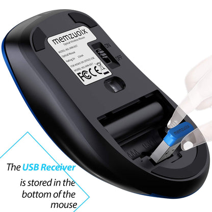 memzuoix 2.4G Wireless Mouse, 1400 DPI Mobile Optical Cordless Mouse with USB Receiver, Portable Computer Mice for Laptop, PC, Desktop, MacBook, 5 Buttons, Red
