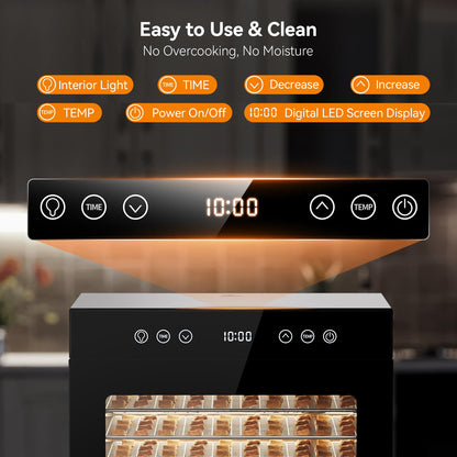 Food Dehydrator Machine with 8 Stainless Steel Trays, 650W Powerful Motor, Adjustable Temperature & 48-Hour Timer for Jerky, Fruits, Herbs, Dog Treats - Quiet Operation