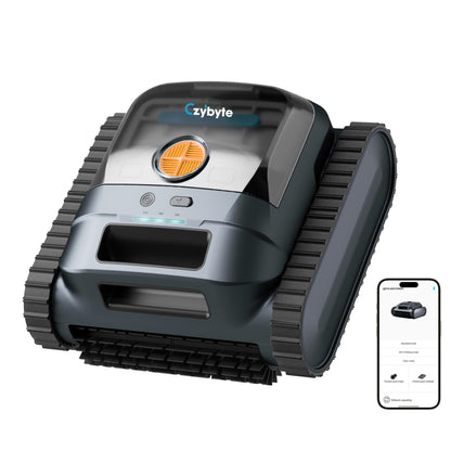 CZYBYTE Cordless Robotic Pool Vacuum Cleaner, Intelligent Route Planning, Wall & Waterline Climbing, 120-Min Runtime, for Above Ground/Inground Pools up to 2000 sq. ft, APP Support,Orange