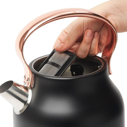 Haden 75012 Heritage 1.7 Liter Stainless Steel Body Countertop Retro Electric Kettle with Auto Shutoff & Dry Boil Protection