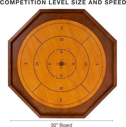 Tournament Crokinole &amp Checkers | Classic Dexterity Board Game for Two Players | 24 Black &amp White Discs &amp Game Board | 30 Inch