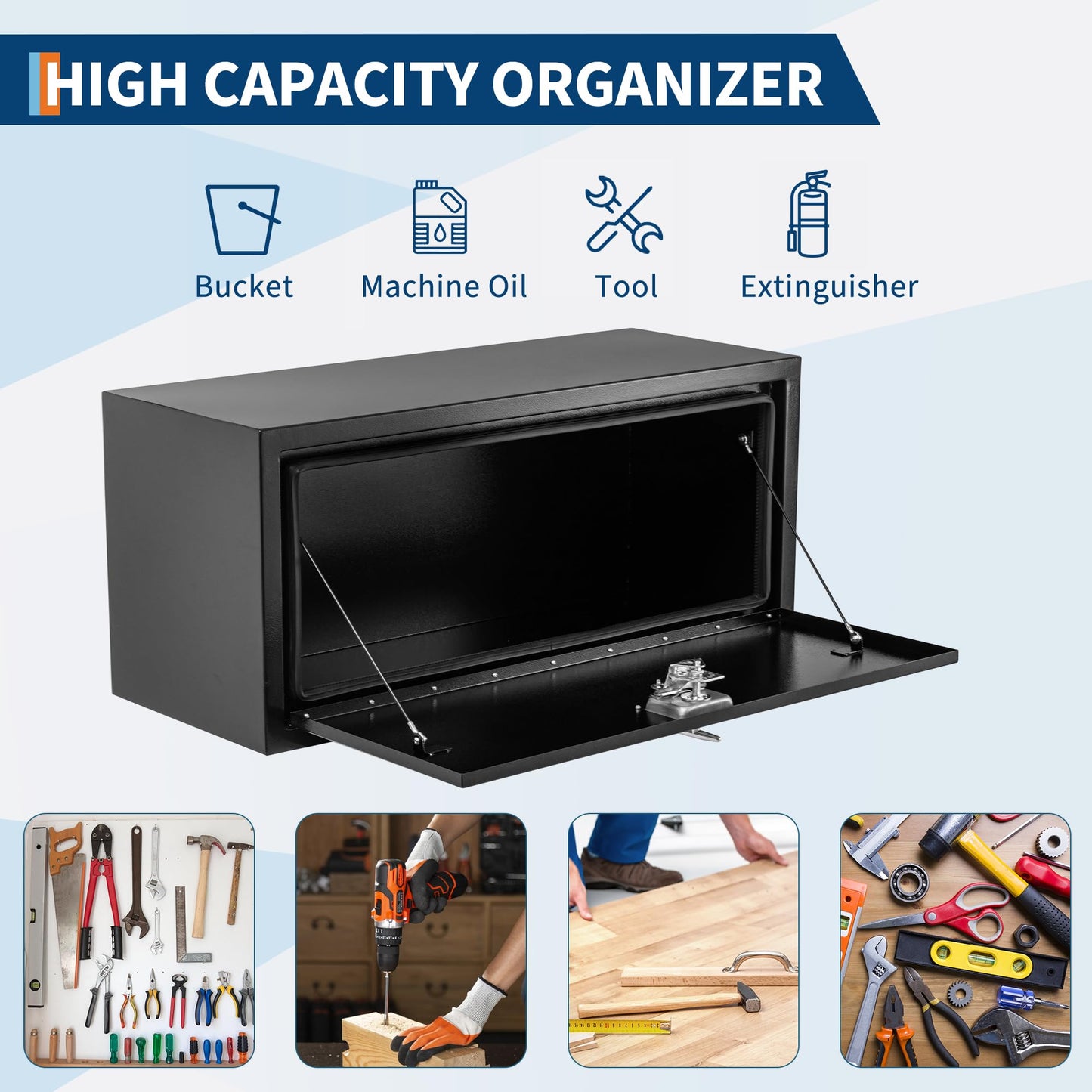 MOVECOM 36 Inch Truck Tool Box,Tool Chest Organizer w/Lock and Keys,T-Handle Lock Heavy Duty Steel Storage Tool Box, For Pickup, Truck Bed, RV, Trailer, Waterproof Box, Durable 36"x 18"x 18" Black