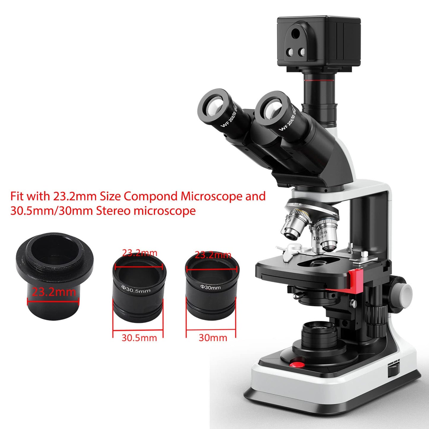 [48MP] Vabiooth Full HD 2K 1080P HDMI USB C-Mount Digital Microscope Camera with Software Calibration Compatible with WIN7/8/10 Mac System, C-Mount 25mm & 30mm 30.5mm Adapter