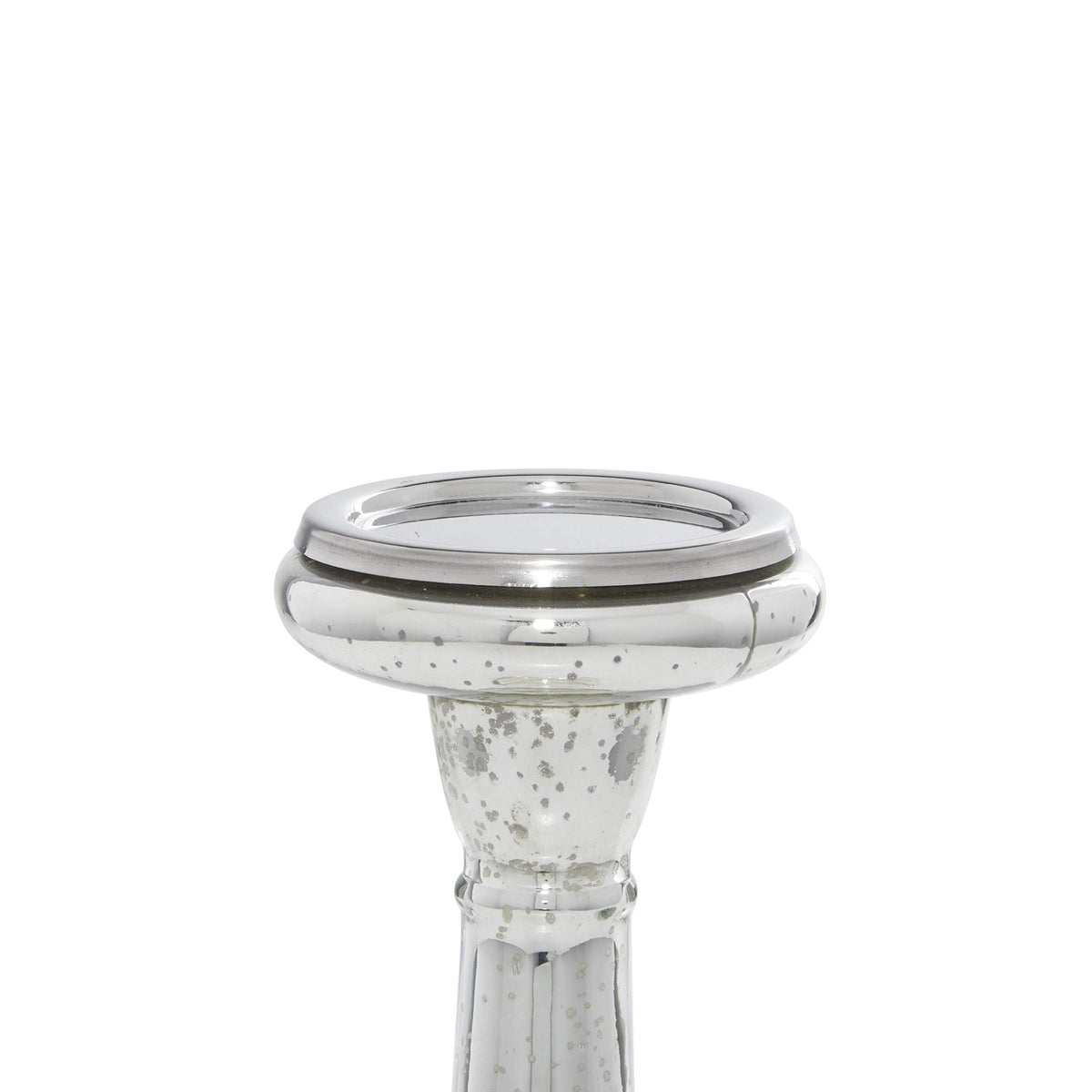 Deco 79 Glass Handmade Decorative Candle Holder Turned Style Pillar Candle Stand, Set of 3 Candlestick Holder 11", 15", 21"H, Silver