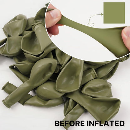 PartyWoo Sage Green Balloons 100pcs 12 Inch Olive Boho Green Latex Helium Balloons for Birthday Baby Shower Graduation Wedding Dinosaur Jungle Golf Football Baseball Theme Party Decorations Green-F11