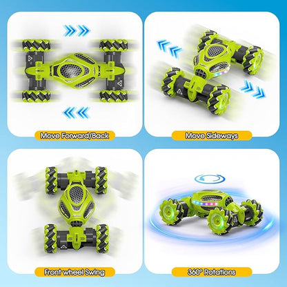 Gesture Sensing RC Stunt Car Remote Control 2.4GHz 4WD Hand Controlled Car Toys for Boys and Girls Age 6-12 360° Rotating Drift RC Cars with Lights and Music Ideal Birthday and Christmas Xmas Gift
