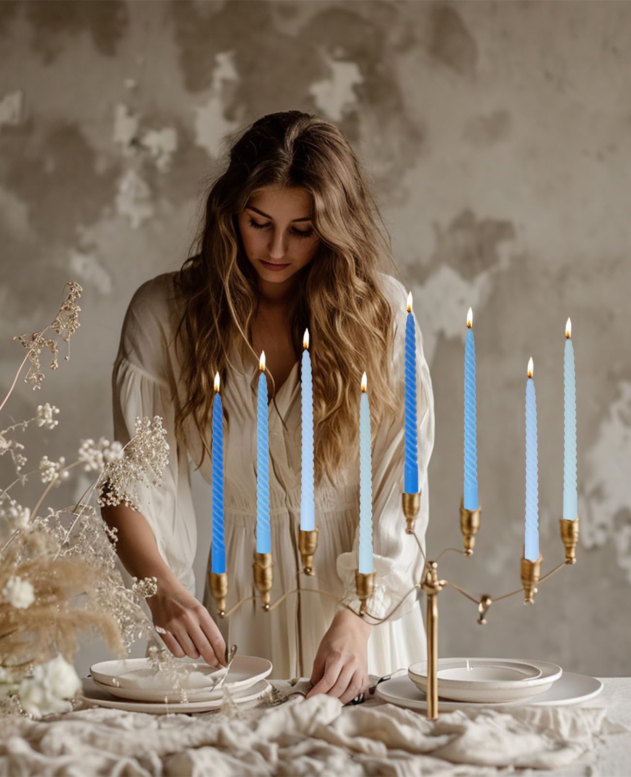 LPUSA Purple Gradient Tall Taper Candles Spiral Candle Sticks,Unscented Pastel Candle for Holiday,Wedding and Home Decoration,10inch,12 Pack(E-Purple Gradient)